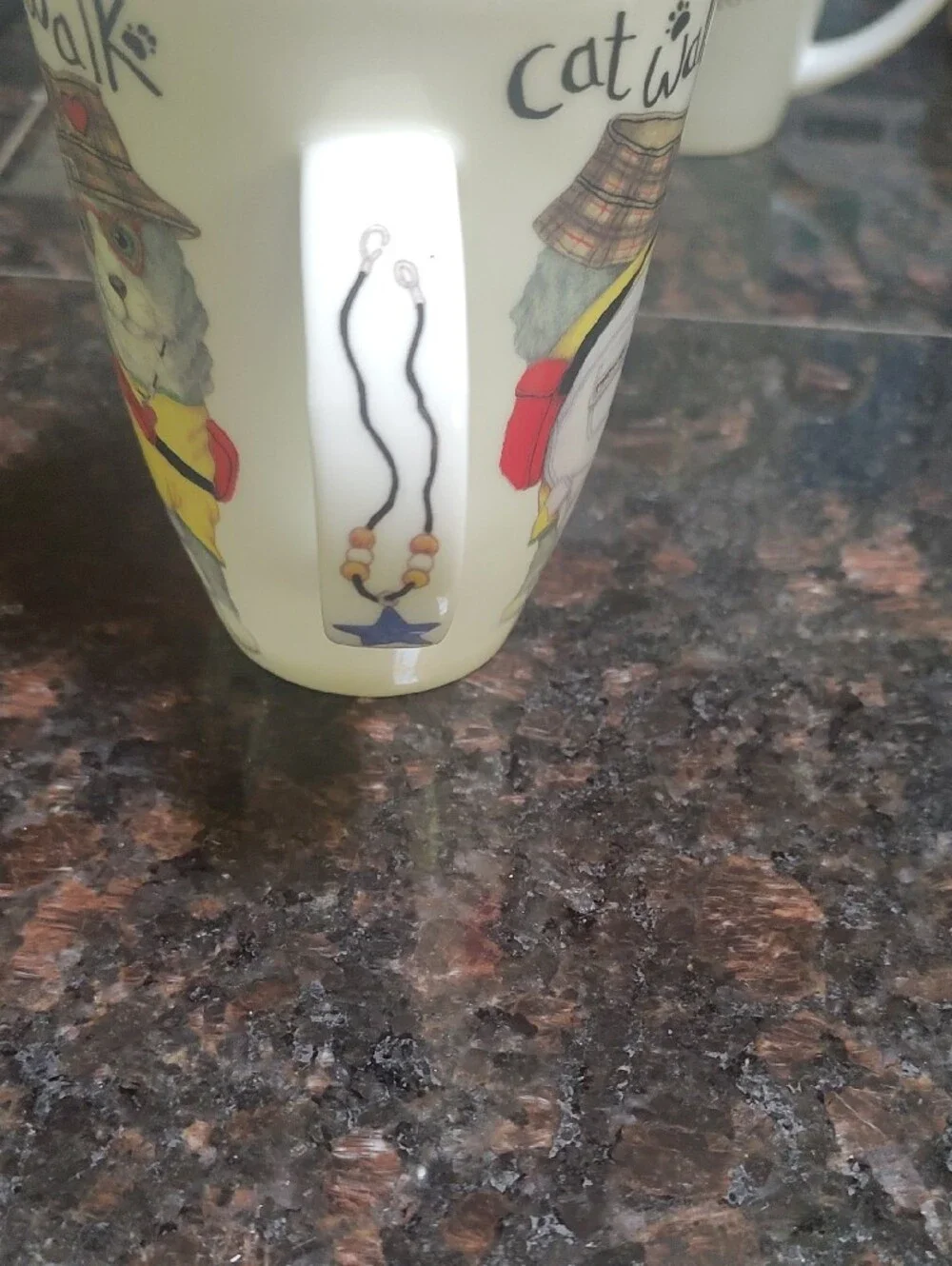Cat Walk Ceramic Mug - Yellow & Cream Cat Design